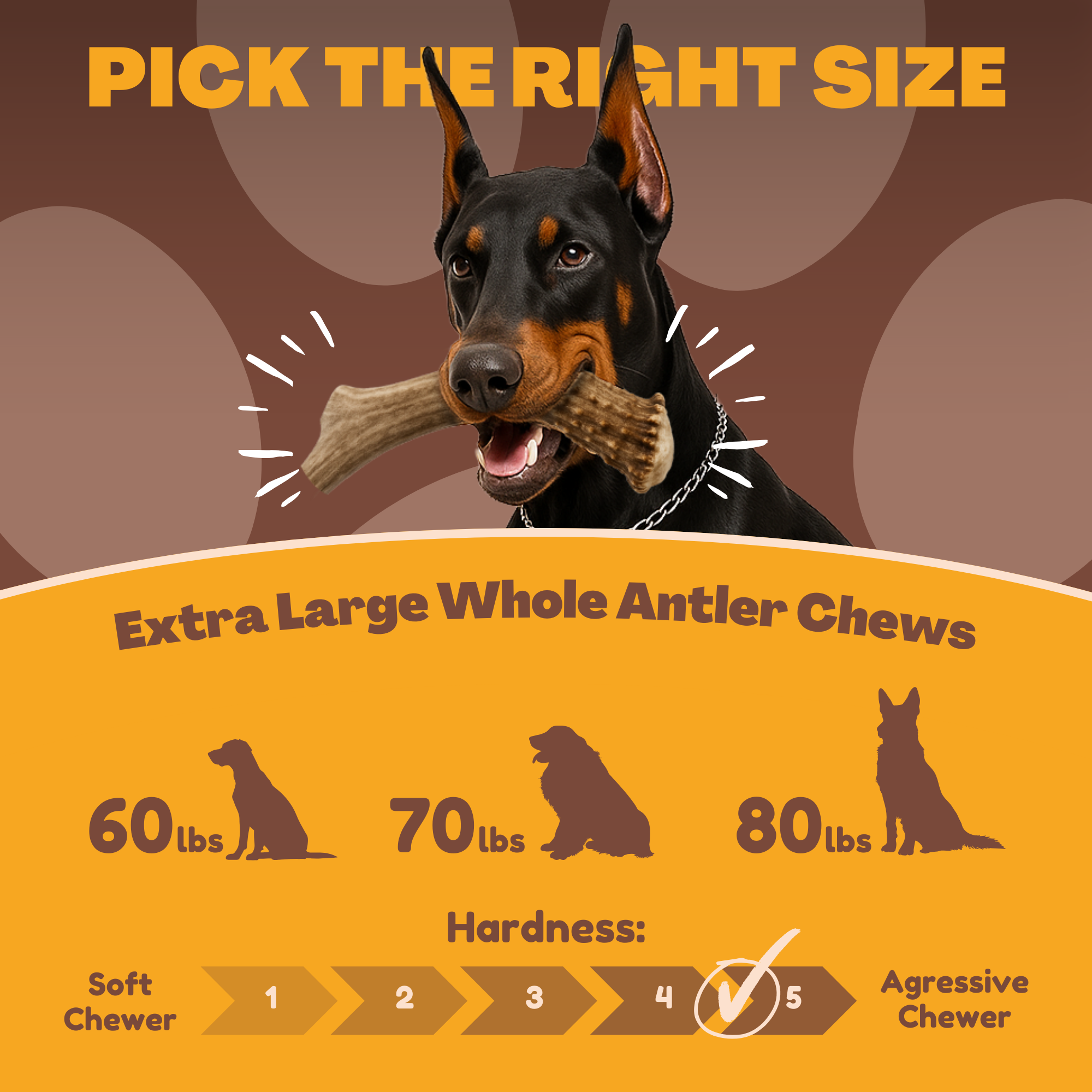 2 Pack - Jumbo - XXL | Deer Antler Dog Chew - 2XL